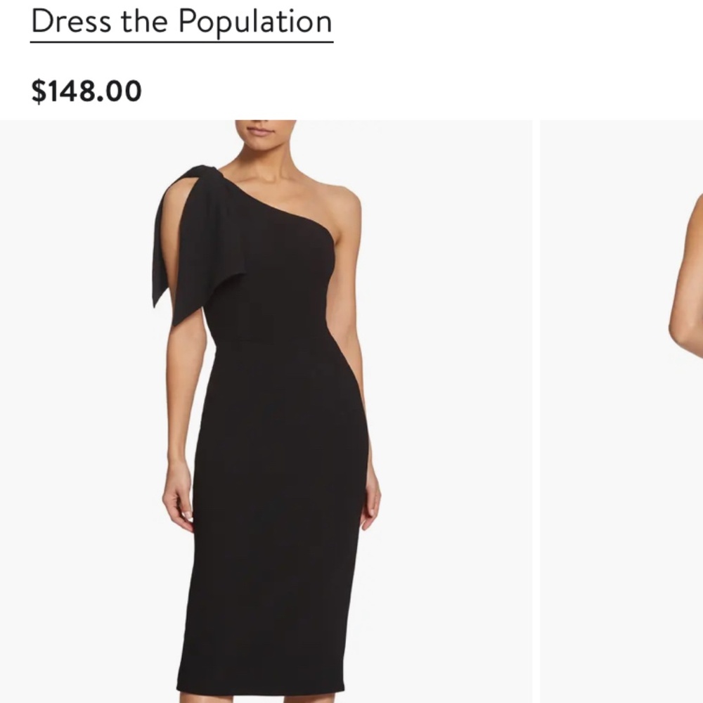 Dress the population off the shoulder black bow dress